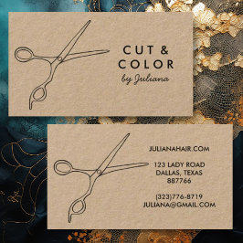 Tarjeta De Visita Salón Estilista de pelo Moda tijeras de línea arte