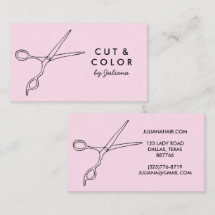 Tarjeta De Visita Salón Estilista de pelo Moda tijeras de línea arte