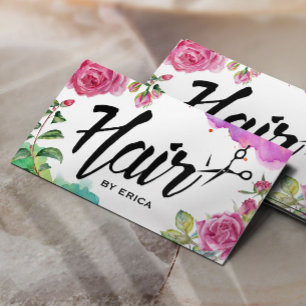 Tarjeta De Visita Salón floral de la acuarela elegante del estilista