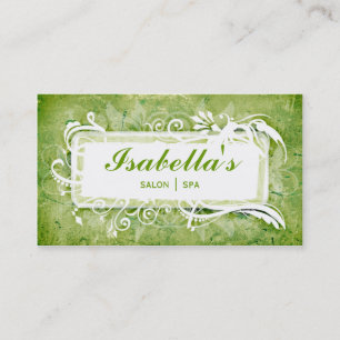 Tarjeta De Visita Salón floral del balneario del verde de la tarjet