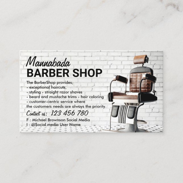 Tarjeta De Visita Salón hipster de la Barbershop (Anverso)