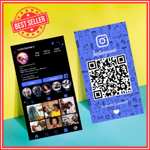 Tarjeta De Visita Salon Instagram Blue Código QR de medios sociale