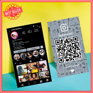 Tarjeta De Visita Salon Instagram Dusty Blue   Código QR de medios s