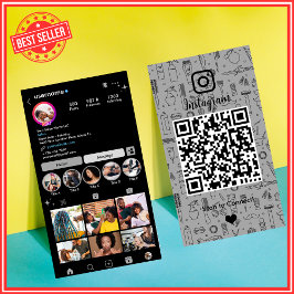 Tarjeta De Visita Salon Instagram Gray | Código QR de medios sociale