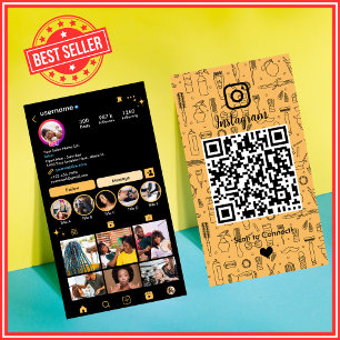 Tarjeta De Visita Salón Instagram Peach Código QR de redes sociale