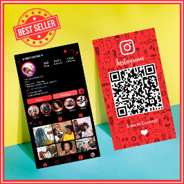 Tarjeta De Visita Salon Instagram Red | Código QR de medios sociales