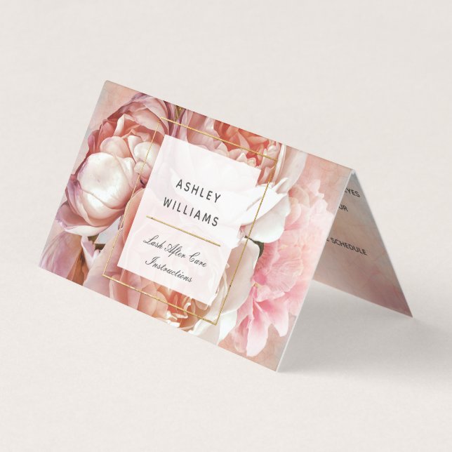 Tarjeta De Visita Salon Lash Floral Rosado de Rubor (Anverso)