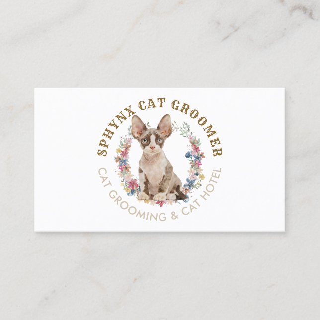 Tarjeta De Visita Salon Mascota Grooming Sphynx Cat (Anverso)