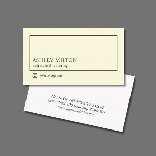 Tarjeta De Visita Salón minimalista de pelo negro amarillo pálido