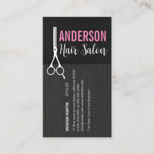 Tarjeta De Visita Salón moderno   Cuero   Tijeras de salon
