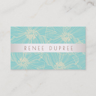 Tarjeta De Visita Salón moderno de belleza floral turquesa vintage