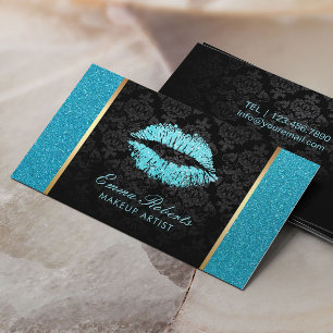 Tarjeta De Visita Salón moderno de los labios del purpurina de la