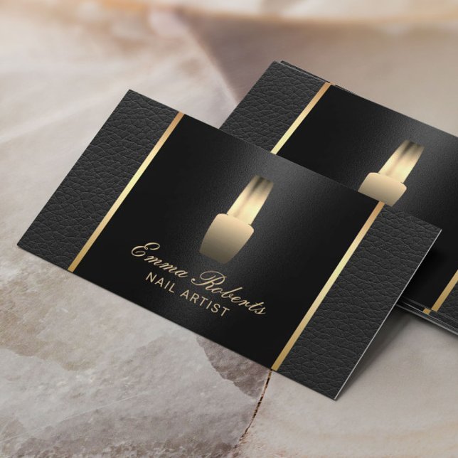 Tarjeta De Visita Salón Nail Artista polaco de maquillaje elegante c (Subido por el creador)