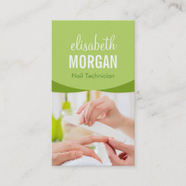 Tarjeta De Visita Salón Nail Manicure SPA Naturaleza Floral Verde Cl