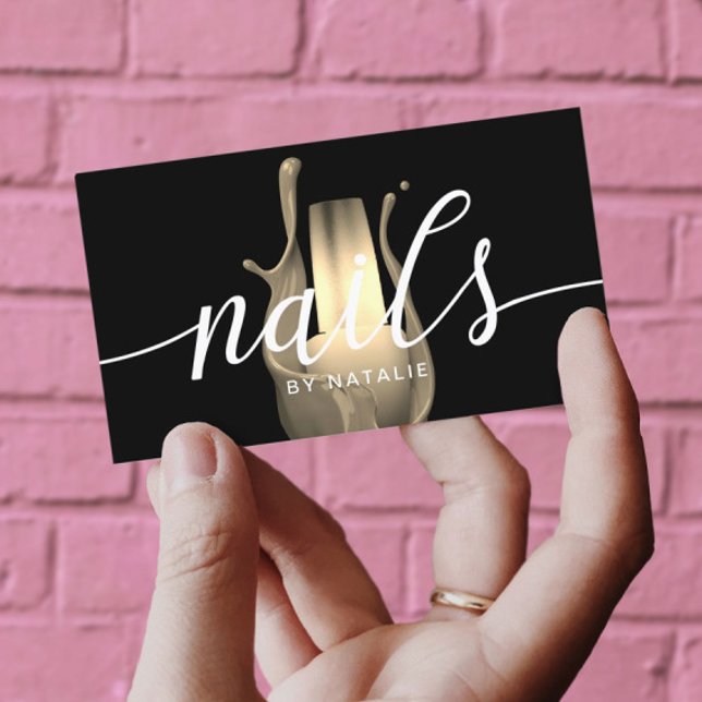 Tarjeta De Visita Salón Nail Oro moderno Botella polaca Manicurista (Subido por el creador)