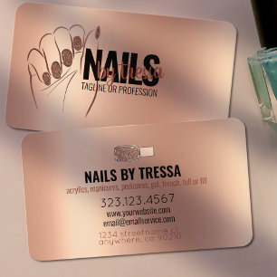 Tarjeta De Visita Salon Nail Rubor Pink Metallic + Rosa Gold Purpuri