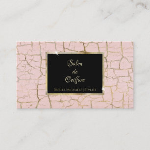 Tarjeta De Visita Salón Negro con Crujido Rosa