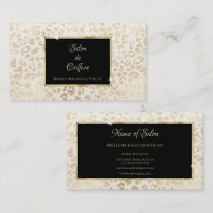 Tarjeta De Visita Salón Negro Leopardo Marfil