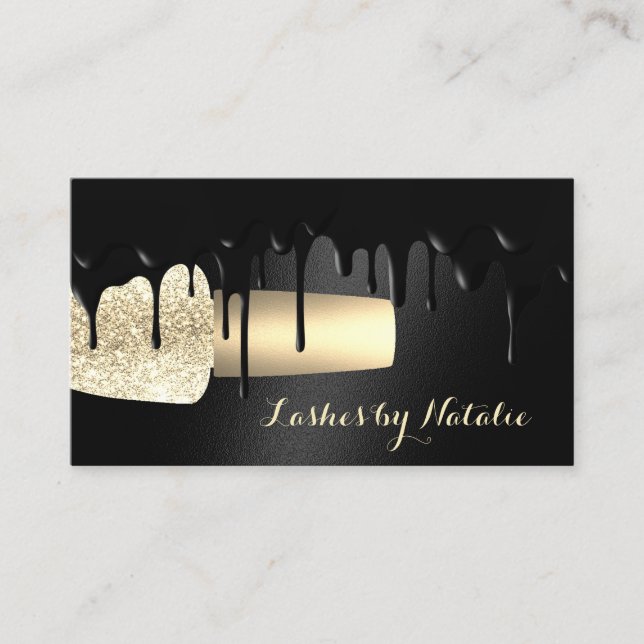 Tarjeta De Visita Salon polaco de Nail Modern Black Drin Manicurista (Anverso)
