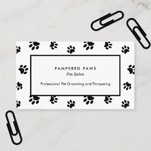 Tarjeta De Visita Salón Profesional de Mascotas Huellas de Pata Blan
