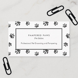 Tarjeta De Visita Salón Profesional de Mascotas Huellas de Pata con 