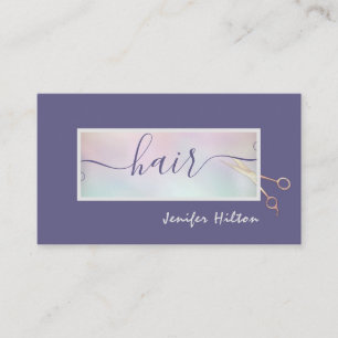 Tarjeta De Visita Salón profesional de pelo holográfico minimalista