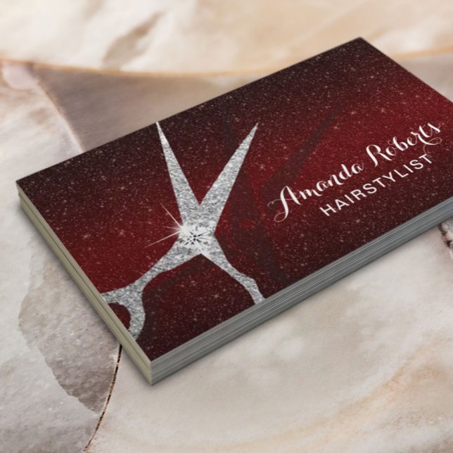 Tarjeta De Visita Salón Purpurina Rojo Borgoña Moderno De Estilo Cab (Subido por el creador)