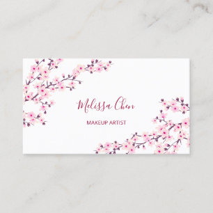 Tarjeta De Visita Salón Rosa Blanco Flor de Cerezo Profesional