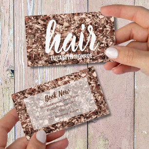 Tarjeta De Visita Salón Rosa de moda con estilo Purpurina Gold