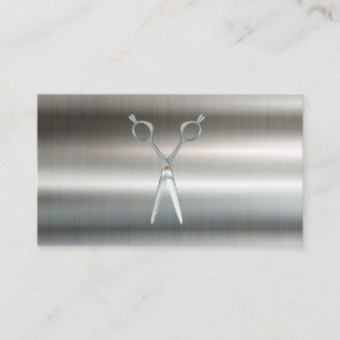 Tarjeta De Visita Salon Scissors Barber Metálico