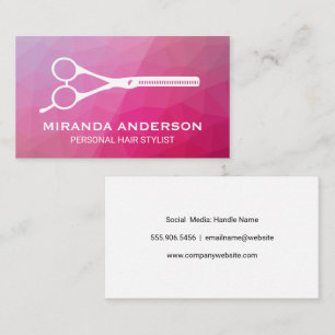 Tarjeta De Visita Salon Scissors Geométrico magenta