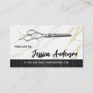 Tarjeta De Visita Salon Scissors   Madera de Mármol