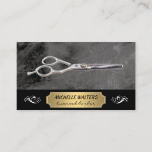 Tarjeta De Visita Salon Scissors   Mármol   Metálico de oro