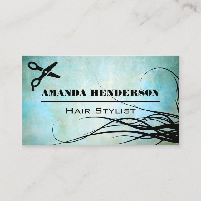 Tarjeta De Visita Salon Scissors | Pelo que fluye (Anverso)