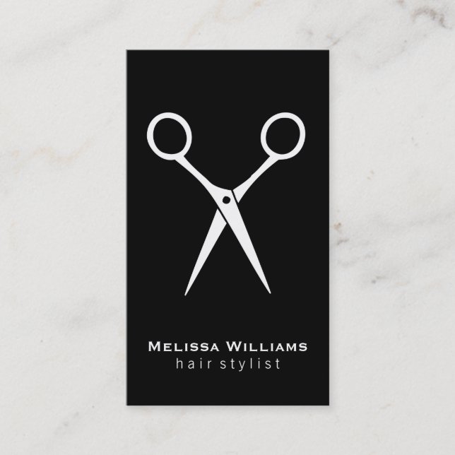 Tarjeta De Visita Salon Shears | Blanco (Anverso)