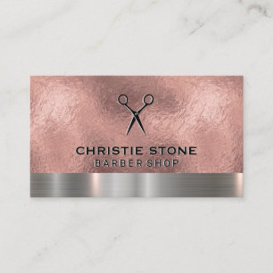 Tarjeta De Visita Salon Shears Rosa Relieve metalizado dorado Trim m