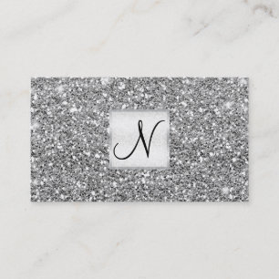 Tarjeta De Visita Salón Spa Chic Glam Glitzy Silver Glitter