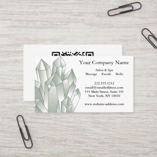 Tarjeta De Visita Salón Spa Cristales Blancos y Negros
