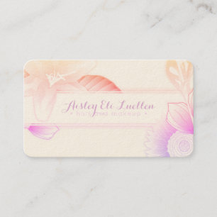 Tarjeta De Visita salon verano maquillador floral y peluquería