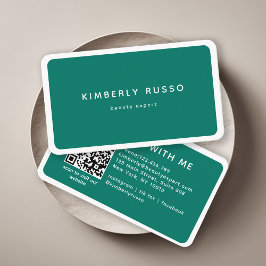 Tarjeta De Visita Salón Verde Moderno y Tendencia con Código QR