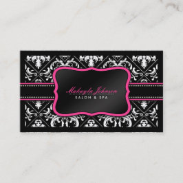 Tarjeta De Visita Salón y balneario blancos y negros elegantes del
