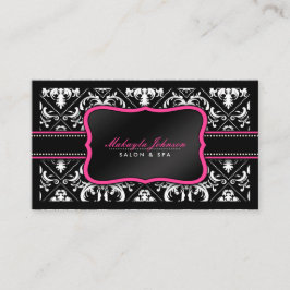 Tarjeta De Visita Salón y balneario blancos y negros elegantes del