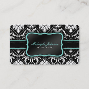 Tarjeta De Visita Salón y balneario blancos y negros elegantes del