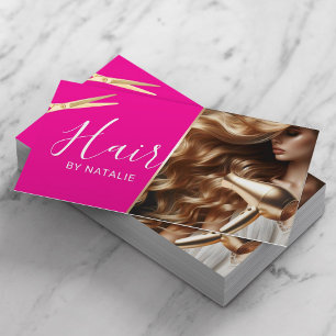 Tarjeta De Visita Salón y SPA Chica de Belleza Rosa con Estilo Cabel