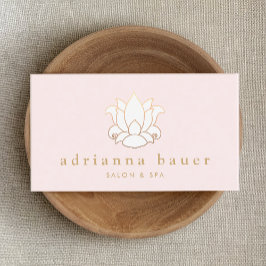Tarjeta De Visita Salón y Spa rosa elegante blanco Lotus Flower