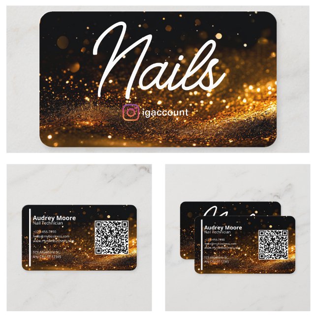 Tarjeta De Visita Salones de Belleza Código QR Profesional Técnico d (Beauty Salons Professional QR Code Nail Tech Business Card
)