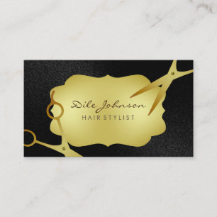 Tarjeta De Visita Saloon Black, Purpurina de oro con estilo de pelo