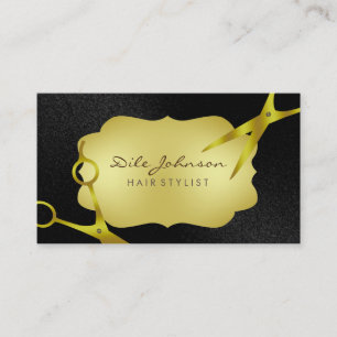 Tarjeta De Visita Saloon Black, Purpurina de oro con estilo de pelo