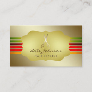 Tarjeta De Visita Saloon, Purpurina de oro de estilo iris con pelo e