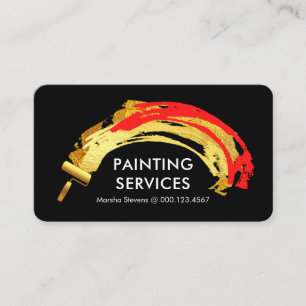 Tarjeta De Visita Salpicadura de pintura con pincel dorado creativo